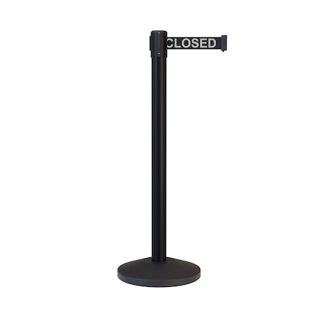 Montour Line Stanchion Belt Barrier Black Post 9ft. Line.Belt ES400C-BK-THISLBW-90